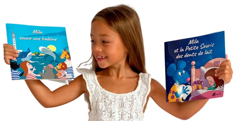 Girl holding her personalised books